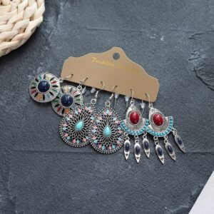 Bohemian Ethnic Style Elegant Earrings Long Retro Vacation Beach Simple Stud Earrings Versatile Earring Set-3