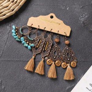 Bohemian Ethnic Style Elegant Earrings Long Retro Vacation Beach Simple Stud Earrings Versatile Earring Set-32