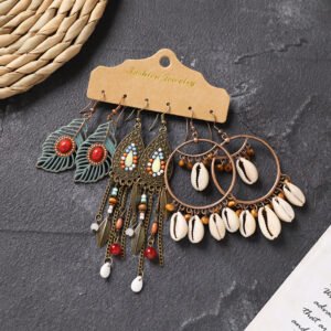 Bohemian Ethnic Style Elegant Earrings Long Retro Vacation Beach Simple Stud Earrings Versatile Earring Set-34