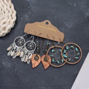 Bohemian Ethnic Style Elegant Earrings Long Retro Vacation Beach Simple Stud Earrings Versatile Earring Set-35