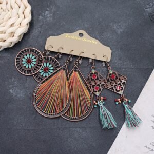 Bohemian Ethnic Style Elegant Earrings Long Retro Vacation Beach Simple Stud Earrings Versatile Earring Set-4