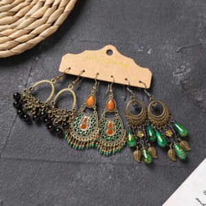 Bohemian Ethnic Style Elegant Earrings Long Retro Vacation Beach Simple Stud Earrings Versatile Earring Set-40