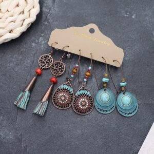 Bohemian Ethnic Style Elegant Earrings Long Retro Vacation Beach Simple Stud Earrings Versatile Earring Set-41