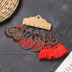 Bohemian Ethnic Style Elegant Earrings Long Retro Vacation Beach Simple Stud Earrings Versatile Earring Set-42