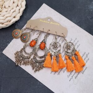 Bohemian Ethnic Style Elegant Earrings Long Retro Vacation Beach Simple Stud Earrings Versatile Earring Set-44