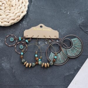 Bohemian Ethnic Style Elegant Earrings Long Retro Vacation Beach Simple Stud Earrings Versatile Earring Set-46