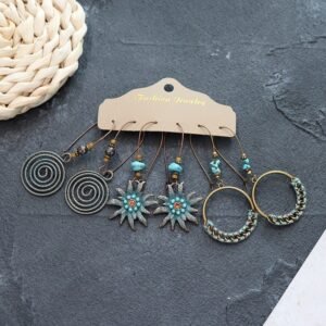Bohemian Ethnic Style Elegant Earrings Long Retro Vacation Beach Simple Stud Earrings Versatile Earring Set-5