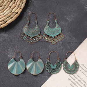 Bohemian Ethnic Style Elegant Earrings Long Retro Vacation Beach Simple Stud Earrings Versatile Earring Set-50
