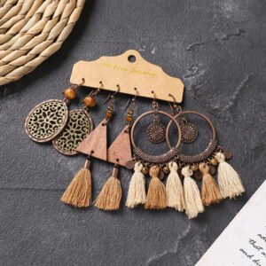 Bohemian Ethnic Style Elegant Earrings Long Retro Vacation Beach Simple Stud Earrings Versatile Earring Set-51
