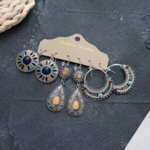 Bohemian Ethnic Style Elegant Earrings Long Retro Vacation Beach Simple Stud Earrings Versatile Earring Set-52