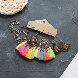 Bohemian Ethnic Style Elegant Earrings Long Retro Vacation Beach Simple Stud Earrings Versatile Earring Set-53
