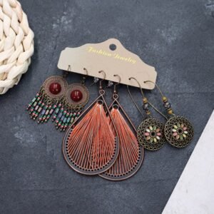 Bohemian Ethnic Style Elegant Earrings Long Retro Vacation Beach Simple Stud Earrings Versatile Earring Set-54