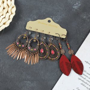 Bohemian Ethnic Style Elegant Earrings Long Retro Vacation Beach Simple Stud Earrings Versatile Earring Set-6