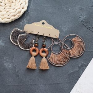 Bohemian Ethnic Style Elegant Earrings Long Retro Vacation Beach Simple Stud Earrings Versatile Earring Set-7