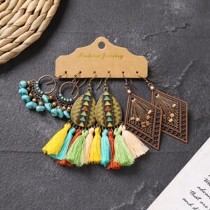 Bohemian Ethnic Style Elegant Earrings Long Retro Vacation Beach Simple Stud Earrings Versatile Earring Set-9