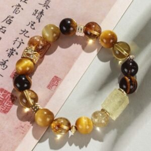 Natural Yellow Tiger's Eye Gold Wealth Brick Bracelet