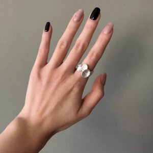 Irregular Burnished Silver Ring