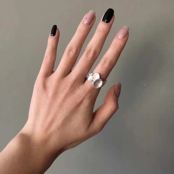 Irregular Burnished Silver Ring