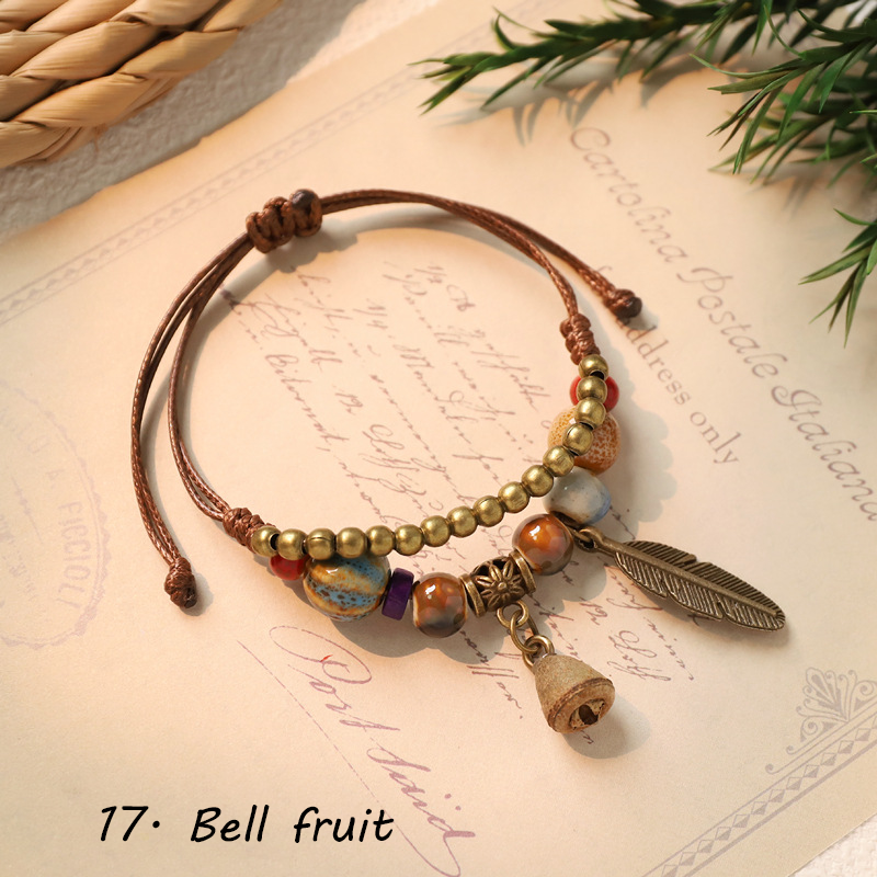 Hand-woven ceramic plant acorn bracelets, natural fruit bracelets, retro, forest-style, literary, ethnic-style bracelets for women - Image 19