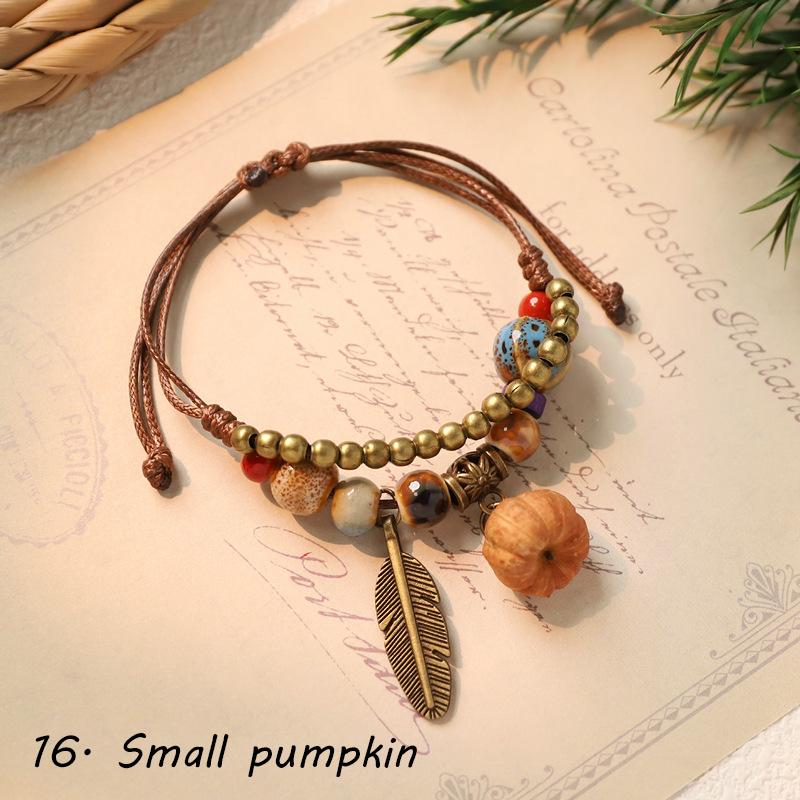 Hand-woven ceramic plant acorn bracelets, natural fruit bracelets, retro, forest-style, literary, ethnic-style bracelets for women - Image 18