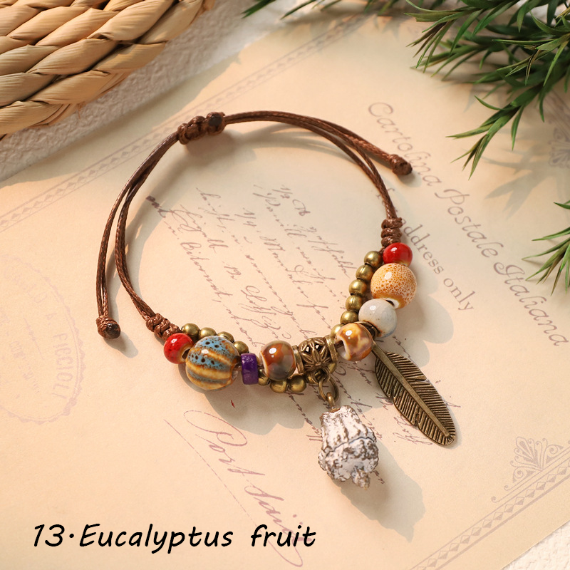 Hand-woven ceramic plant acorn bracelets, natural fruit bracelets, retro, forest-style, literary, ethnic-style bracelets for women - Image 15