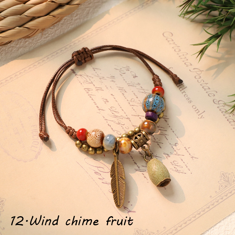 Hand-woven ceramic plant acorn bracelets, natural fruit bracelets, retro, forest-style, literary, ethnic-style bracelets for women - Image 14
